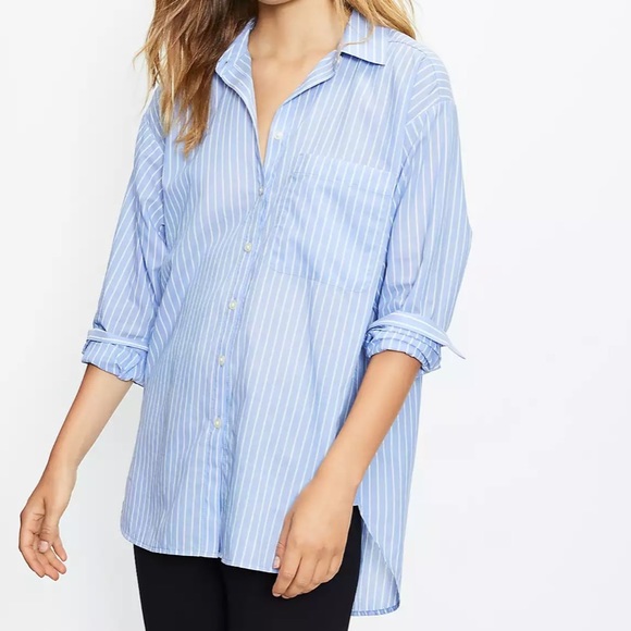 LOFT Tops - Loft Striped Pocket Tunic Shirt